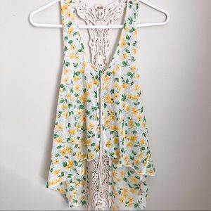 Free People Floral Crocheted Racerback Top